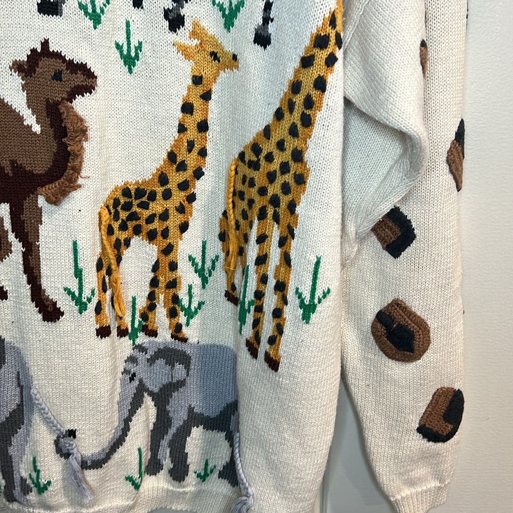 Vintage Marisa Christina Large Noah's Ark Wool Cotton Pullover Sweater - Picture 5 of 10